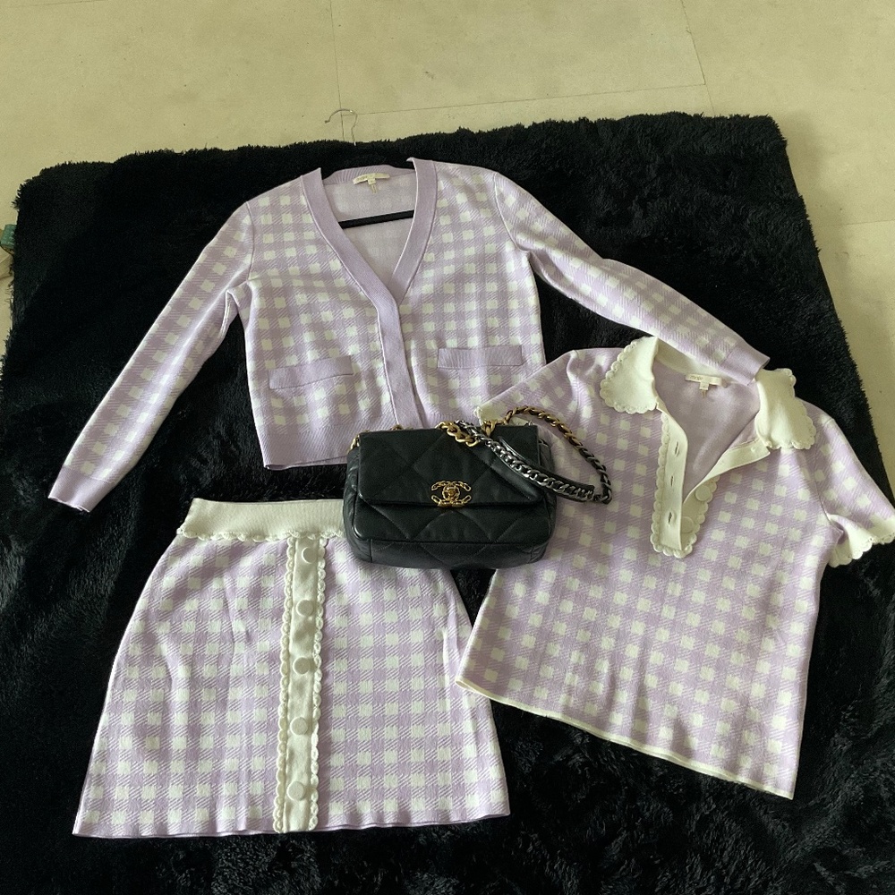 BLACK FRIDAY SALE: Maje SET Checkered Cardigan and Skirt and Shirt